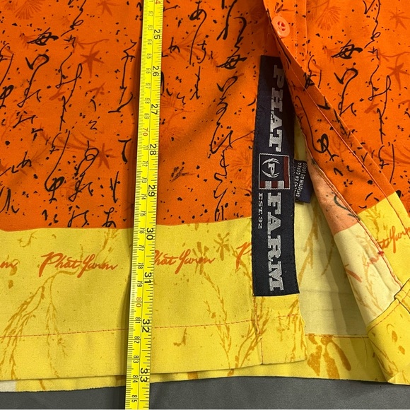 Phat Farm Shirt 90s Short Sleeve Button Front Mens XXL Samurai Sword Tiger AOP - Picture 7 of 13